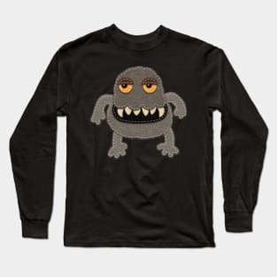 Little Brown Monster | Felt Look | Halloween Sticker Long Sleeve T-Shirt